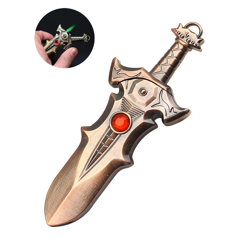 

Creative Dragon Sword Sabre Jet Lighter Metal Green Flame Butane Windproof Lighter Smoking Accessories Gadgets for Men Gifts