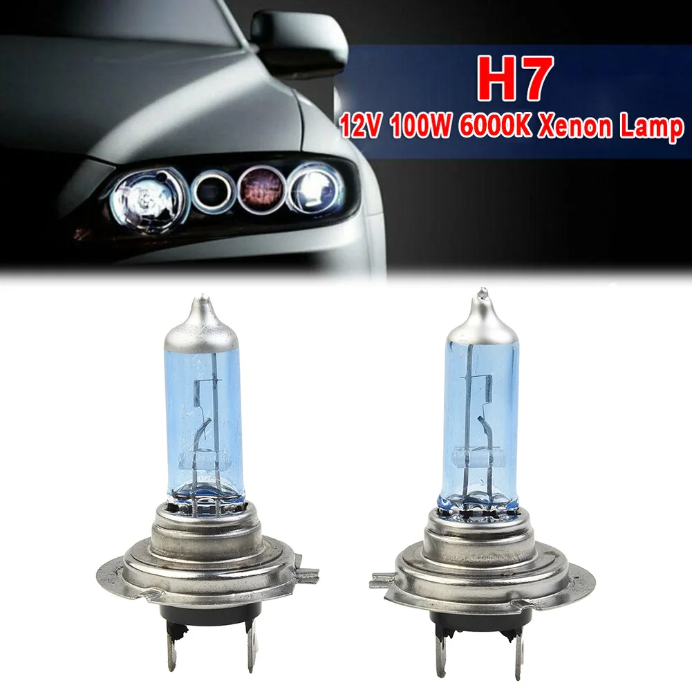 

2 Pcs H7 Xenon White 12V 100W 6000K Bright Light Halogen Headlight Bulb Car Headlamp Bulb Accessories