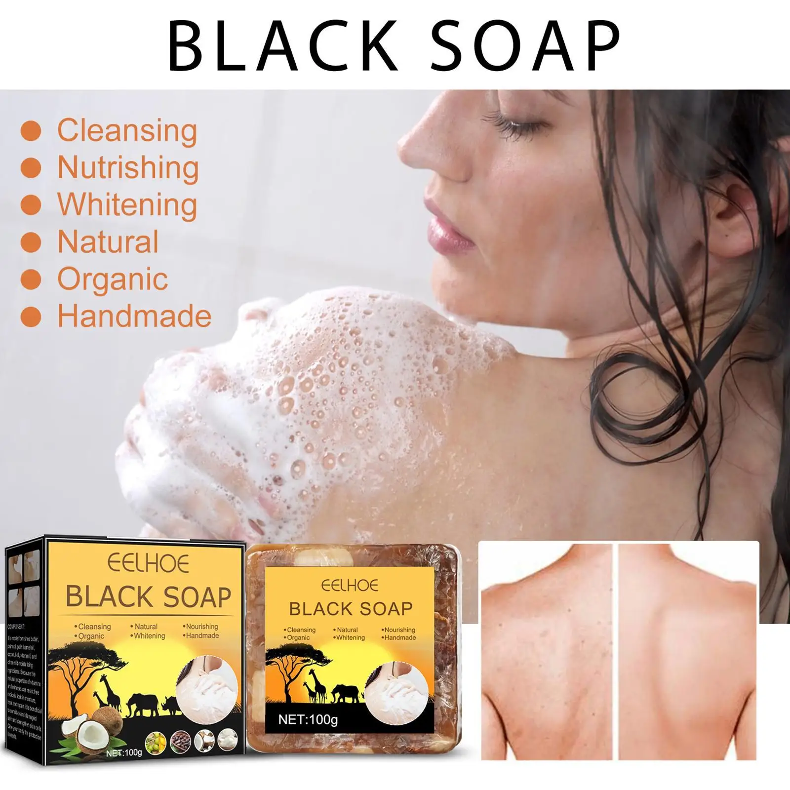 

Black Soap Anti Acne Body Skin Acne Treatment Soap Natural Organic Soap Deep Cleasing Oil Control Soap Beauty Care