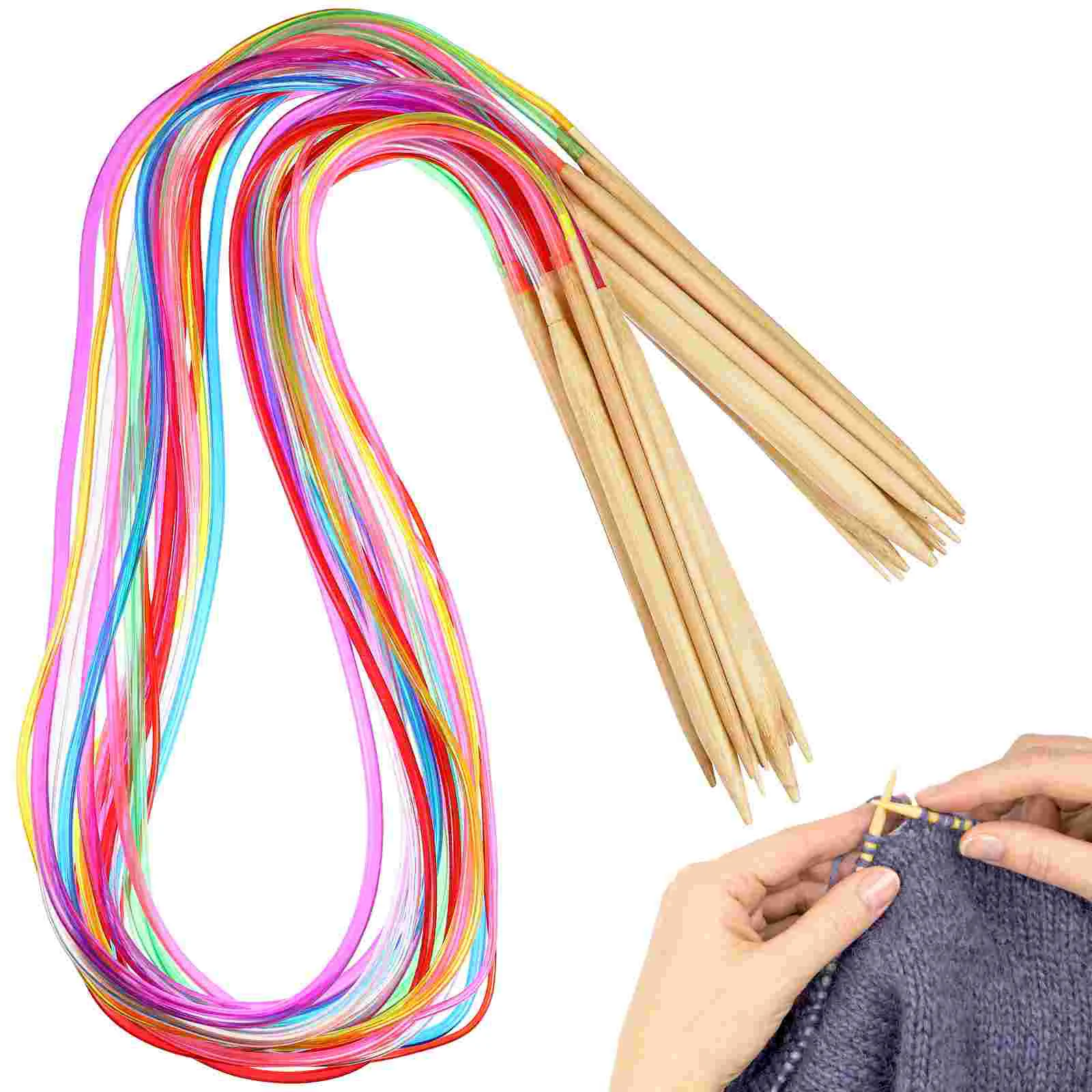 

18 Pcs Braid Tool Knitting & Crochet Supplies Round Knit Needle Bamboo Knitting Tools