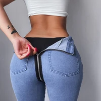 2021 womens summer new sexy fashion slim high waist buttocks contrast contrast color slimming hips rompers zipper jeans women