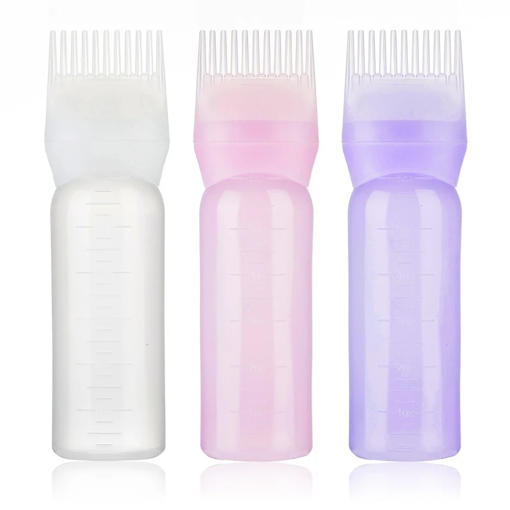 

1pc 120ml Multicolor Plastic Hair Dye Refillable Bottle Applicator Comb Dispensing Salon Hair Coloring Hairdressing Styling Tool