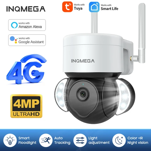 Умная купольная камера видеонаблюдения INQMEGA, уличная PTZ-камера с поддержкой 4G и SIM-карт, с автоматическим отслеживанием скорости, с поддержкой Alexa и Google