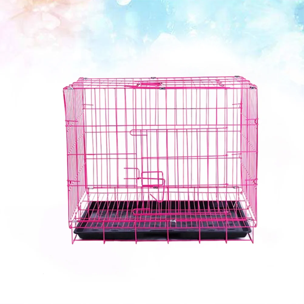 

Dog Cage Crate Pet Folding Dogs Crates Indoor Medium Puppy Steel Cages Large Metal House Size Foldable Wire Tray Portable