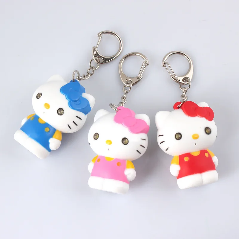 

Новый Брелок Hello Kitty со светодиодной подсветильник кой и звуком, комплект для ключей с рисунком кошки, брелок с подсветильник кой, рождествен...