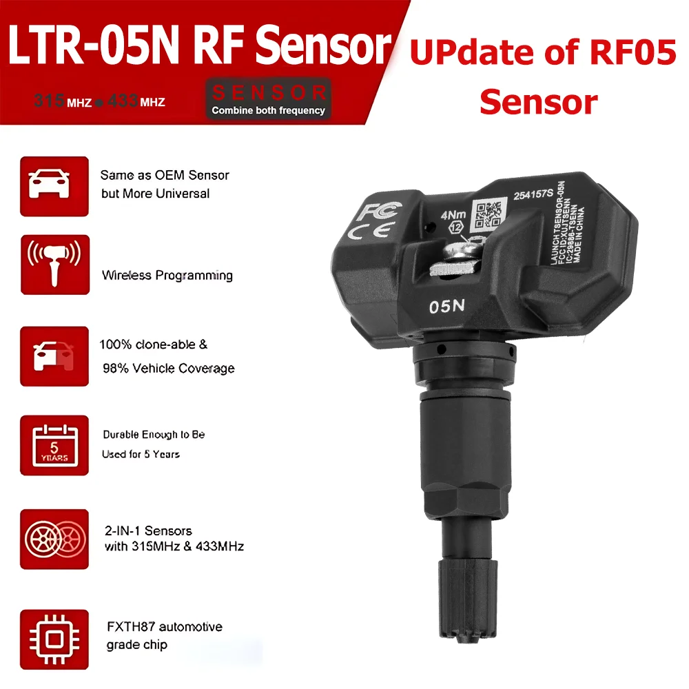 Фото Универсальный датчик давления в шинах Launch RF Sensor LTR03/LTR05N (315/433 МГц), совместимый с X-431 TSGUN, замена оригинального (OE) №2