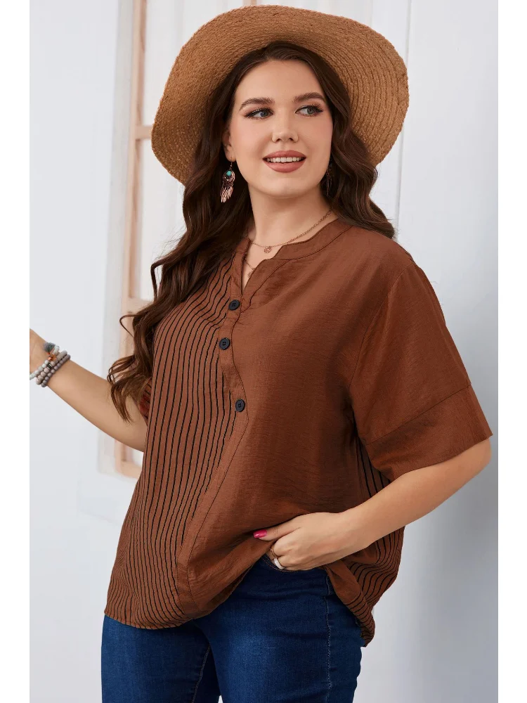 Plus-size women's striped short-sleeved T-shirt fat mm women's explosive top peplum top  plus size women clothing