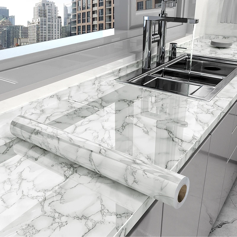 

55cm*1m Marble Self-adhesive Waterproof Wallpaper Kitchen High Temperature Resistant Oil-proof Cabinet Stickers
