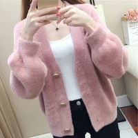 sweater womens loose comfortable simple and warm all match elegant knitted cardigan autumn and winter v neck ulzzang new chic