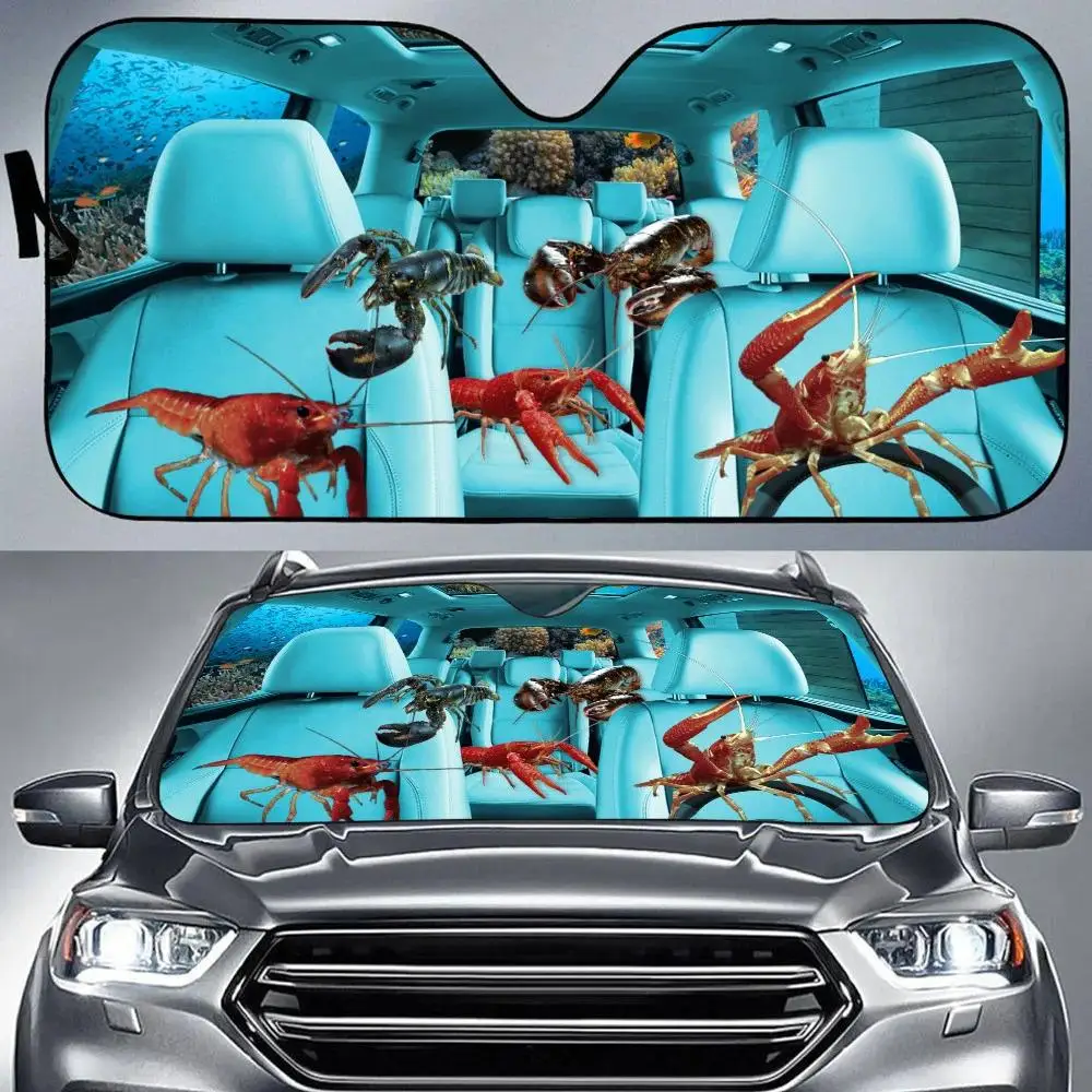 

Car Accessories Underwater World Driving Car Sunshade for Windshield Fish Auto Sun Shade Shrimp Car Sun Shade