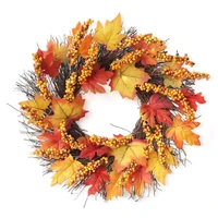 thanksgiving fall wreath artificial maple leaves wreath decor elegant realistic wreath household door hanging ornament
