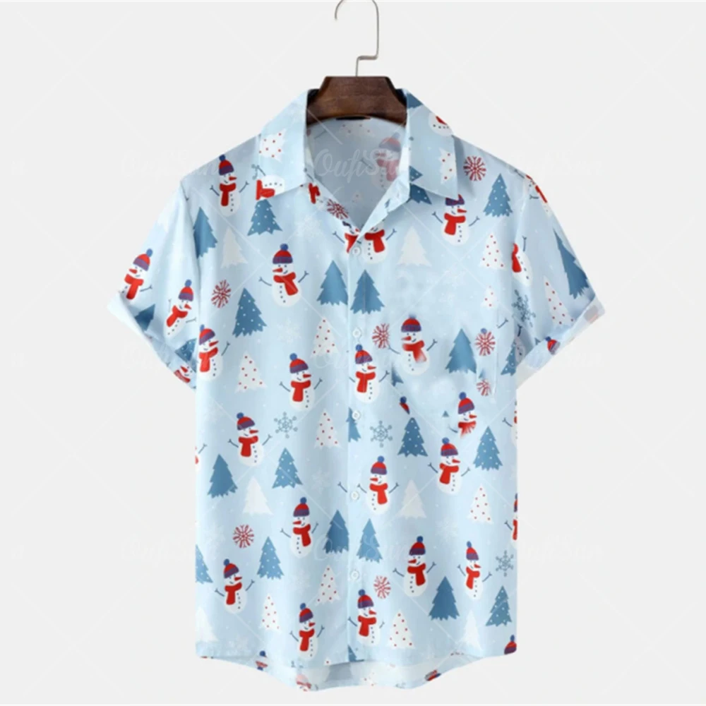 

3D Print Christmas Santa Claus Shirt Casual Streetwear Women Men's Hawaiian Short Sleeve Shirts Oversized Tops Clothing