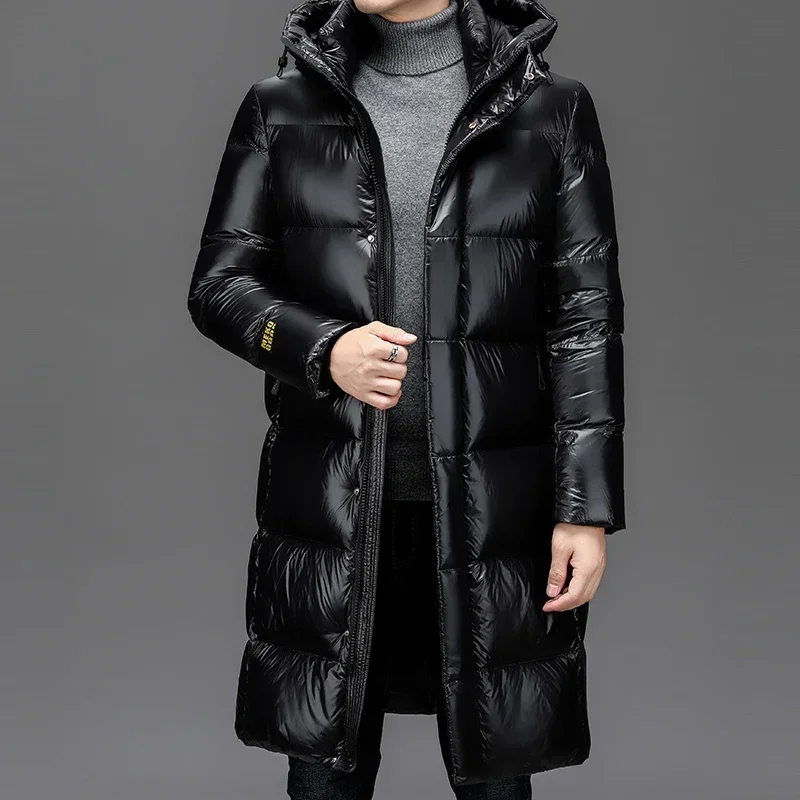 Роскошный мужской пуховик мужские длинные стеганые куртки 2024 зимние Брендовые с