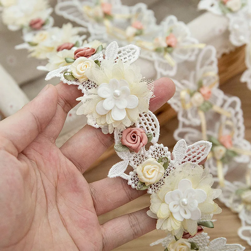 

Wholesale lot 0.5Yard Delicate 3D flower Embroidered flower tulle Lace Trim sewing Craft DIY Trimming Decor