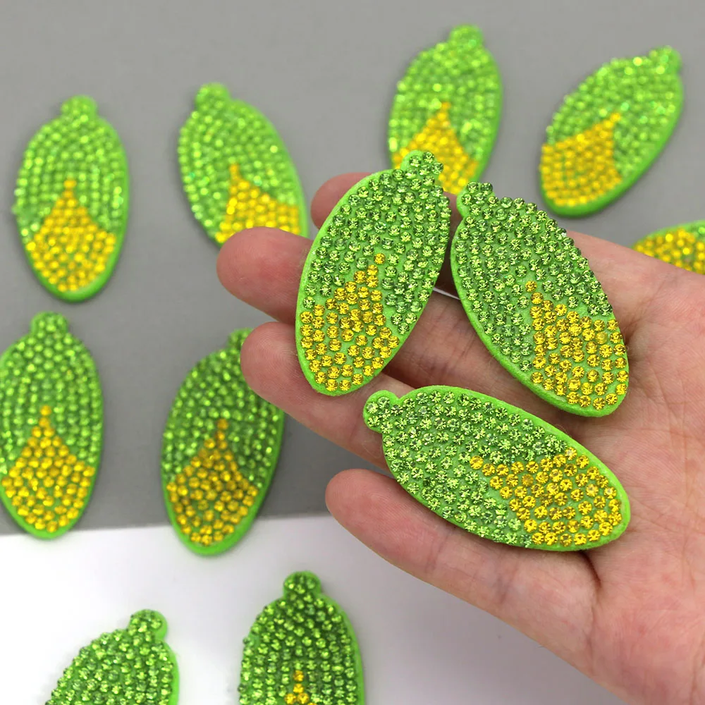 10 штук нашивок с кукурузой для одежды 21*41 мм, украшенных стразами на одежде/платье/футболке, аксессуар для шитья для изготовления заколки для волос.