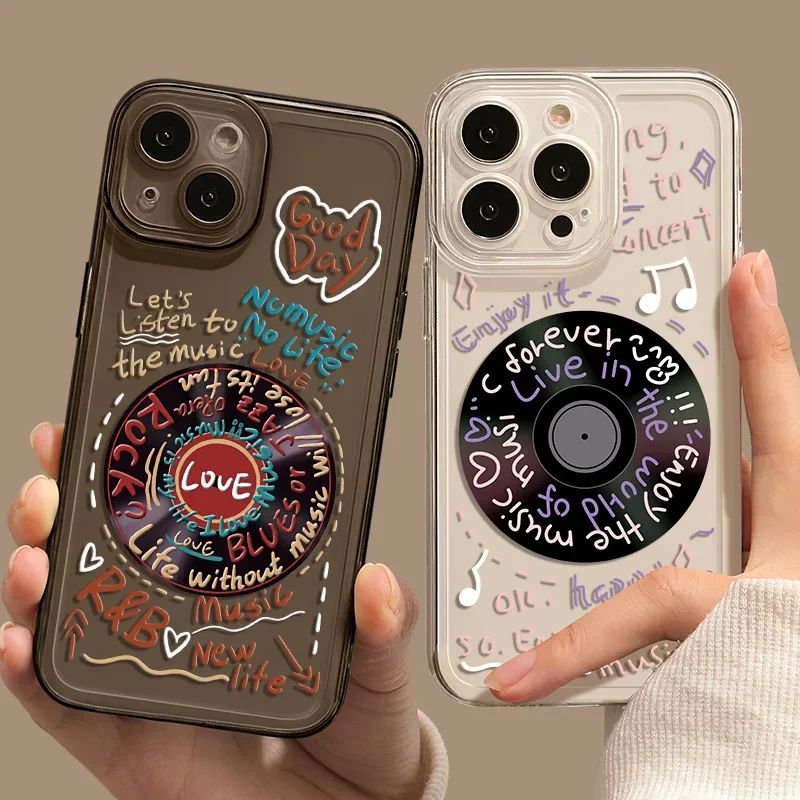 

Vintage Record CD Cute Cartoon Phone Cases for For iPhone 15 Plus 14 13 Pro Max 11 12 X XS Max XR Shockproof Back Cover