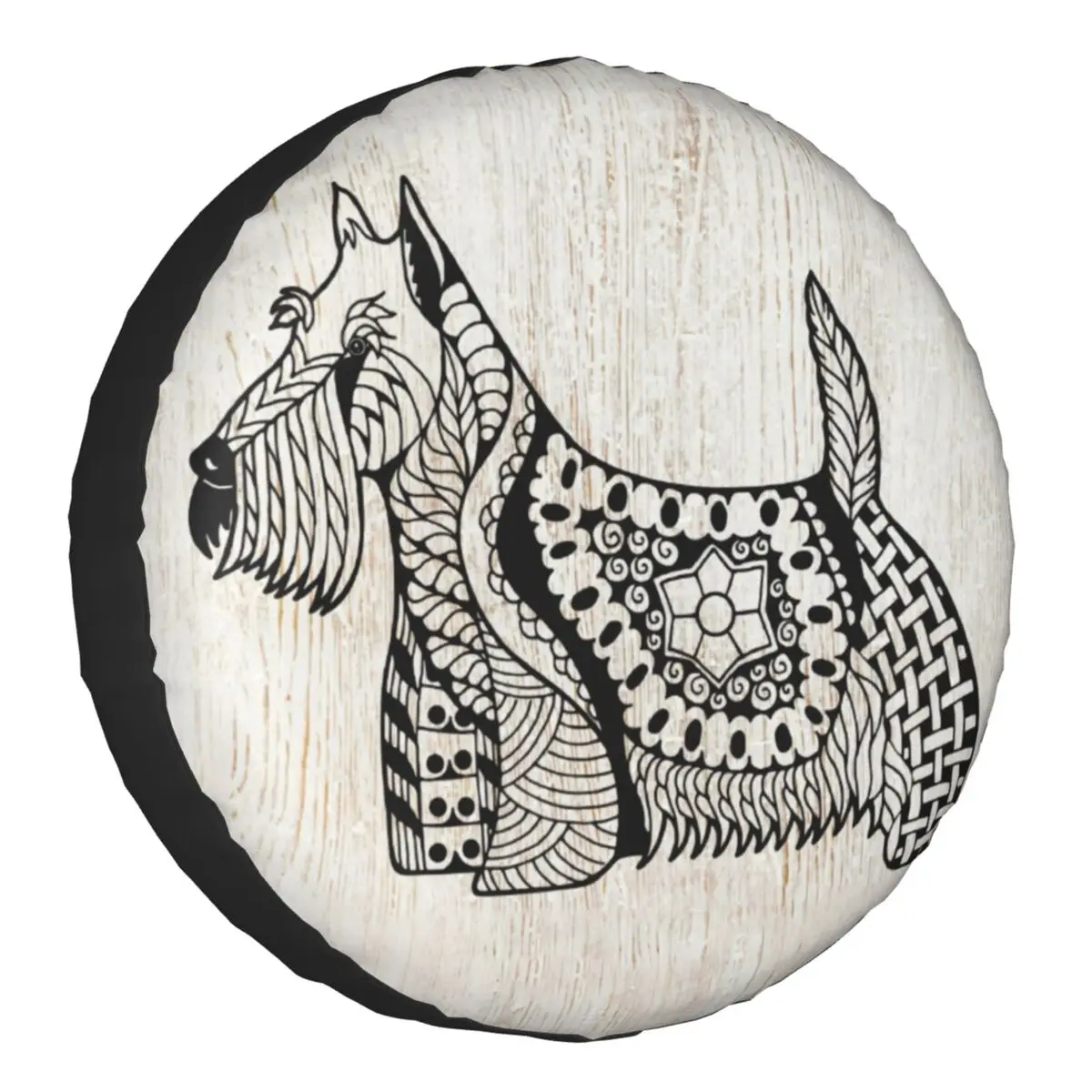 Scottish Terrier Zentangle Mandala Spare Tire Cover Pet Dog Lover For Jeep Trailer Car Wheel Protectors 14" 15" 16" 17" Inch