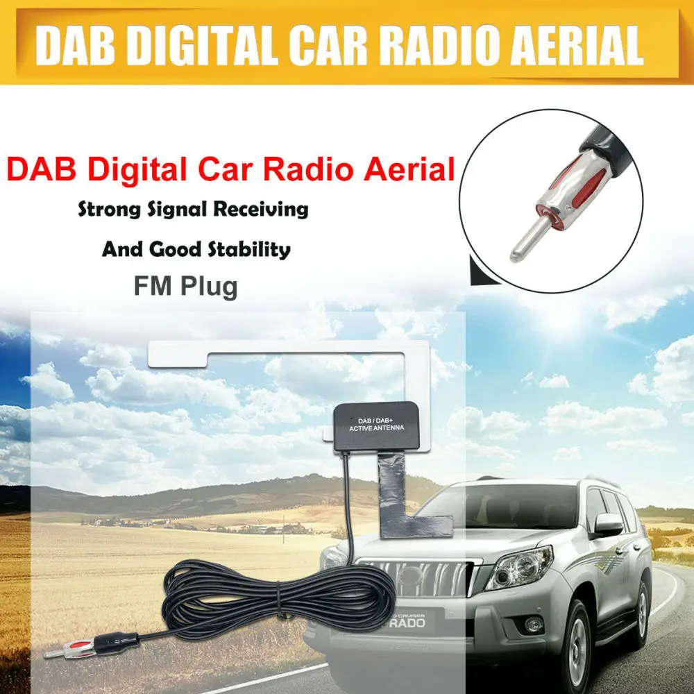 DAB DAB+ Active Antenna for Digital Audio Broadcast Receiver SMA Male Plug LED Indication Ultra Low Power