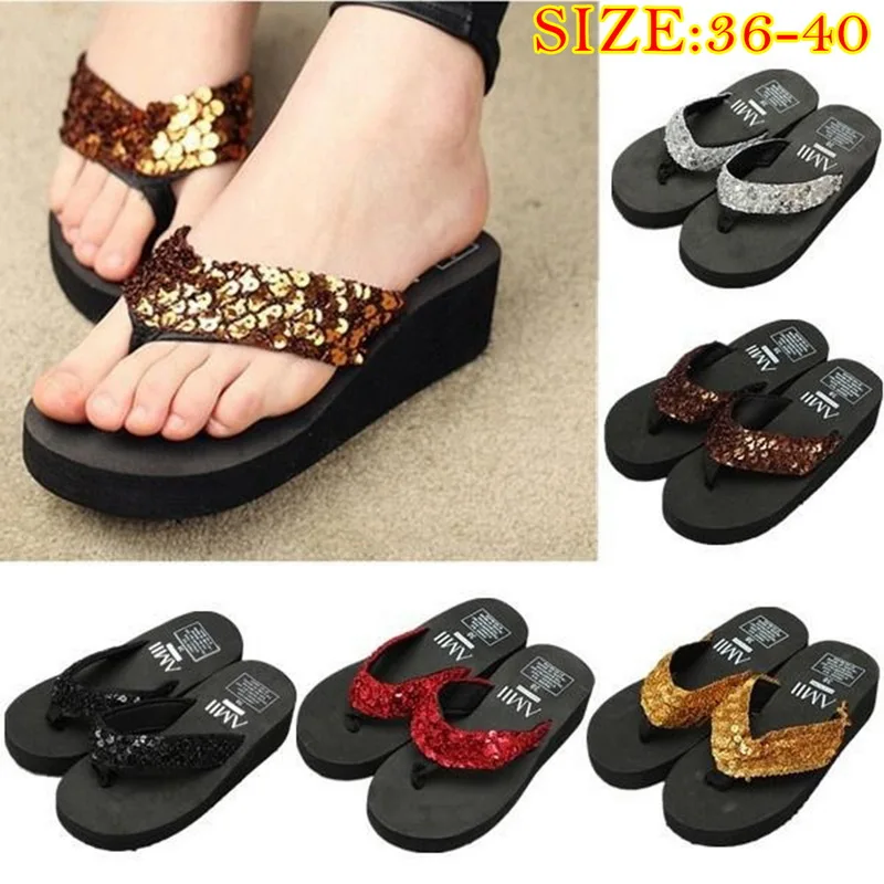 Женские летние шлепанцы на высоком каблуке Нескользящие |