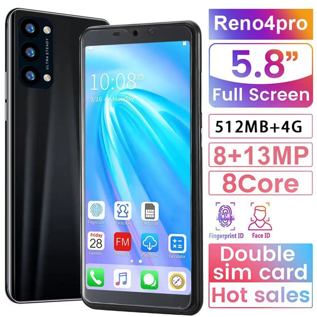 

Reno4 Pro Smartphone 5.8 Inch Smartphone 512M+4G 3D Glass Plated Back Cover High Definition Rear Camera