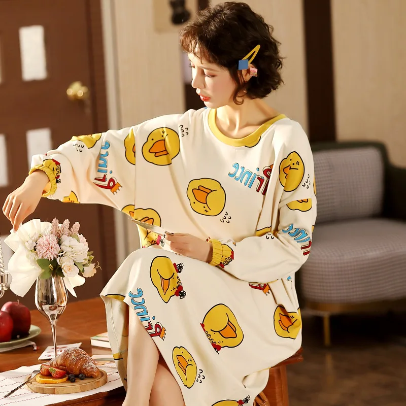 Spring and Autumn New Women's Nightdress Long Sleeve Sweet Home Service Sexy Nightwear Sleep Tops Sleepwear Women Night Gown