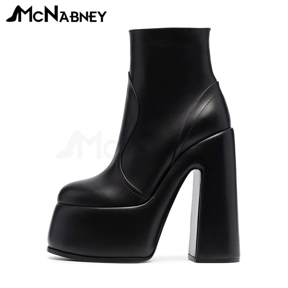 Platform Ankle Boots Super High Heel Women Boots Modern Boots Fashion Sexy Style Shoes Classics Leather Stretch Boot Office Lady