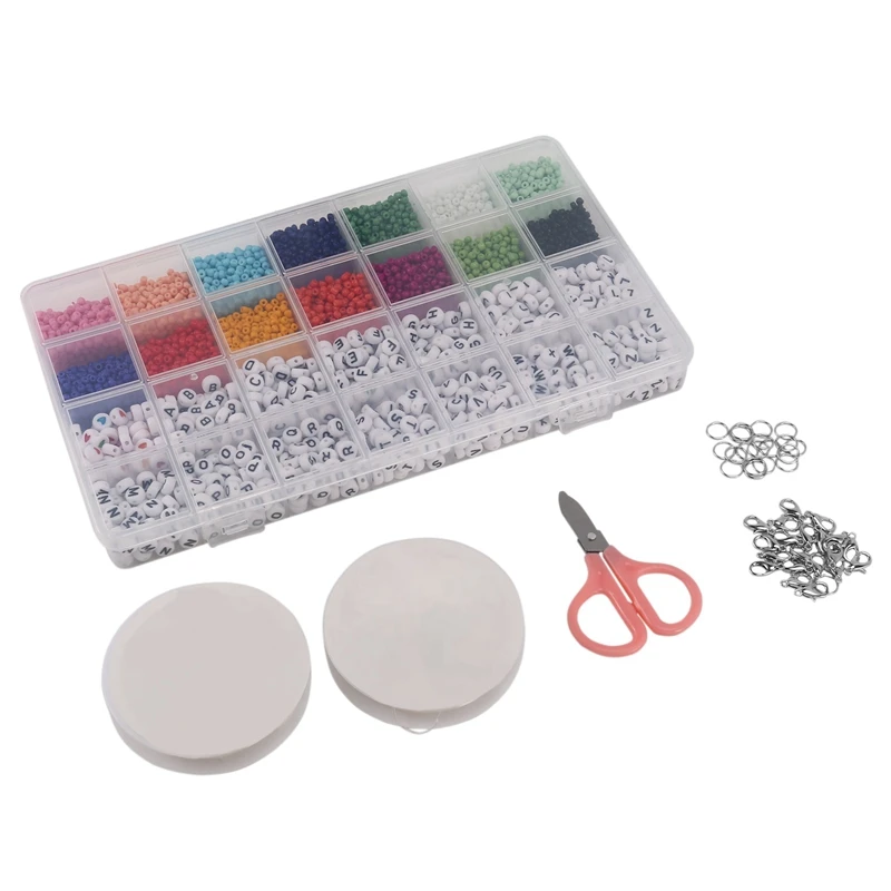 

Mini Glass Beads, Glass Beads Set, A-Z English Letter Beads For DIY For Handmade Craft Necklace Bracelet Accessories