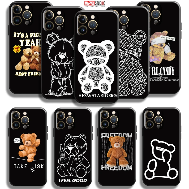 

Luxury Cute Bear For Apple iPhone 13 12 11 Pro Max Mini X XR XS Max SE 5 5s 6 6S 7 8 Plus Phone Case Silicone Cover Back Coque