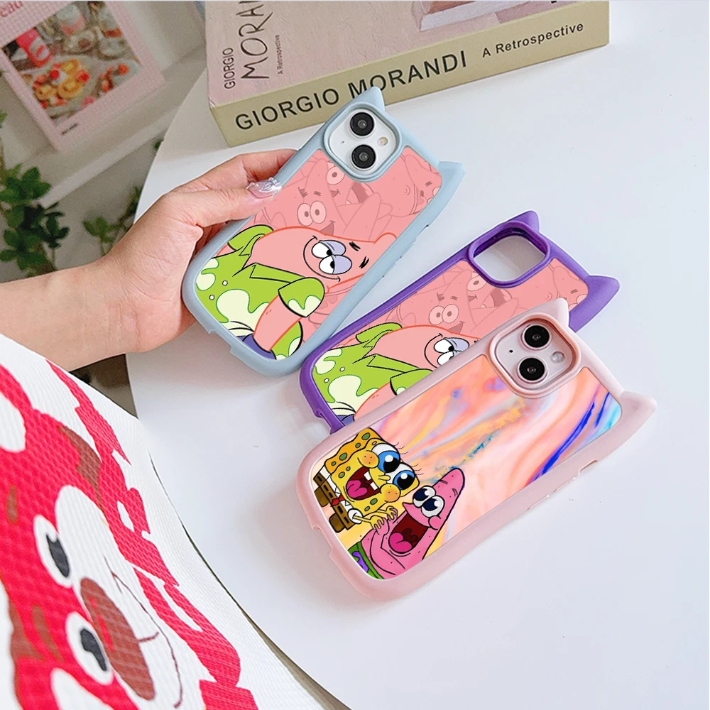 Мягкие чехлы с кошачьими ушками для телефонов iPhone 15 14 13 12 11 Pro Max Plus XR прозрачная