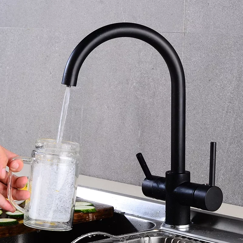 

Black bending Drinking Water Purification Tap Kitchen sink mixer 360 Degree Rotation with Filtered Water Kitchen Faucet