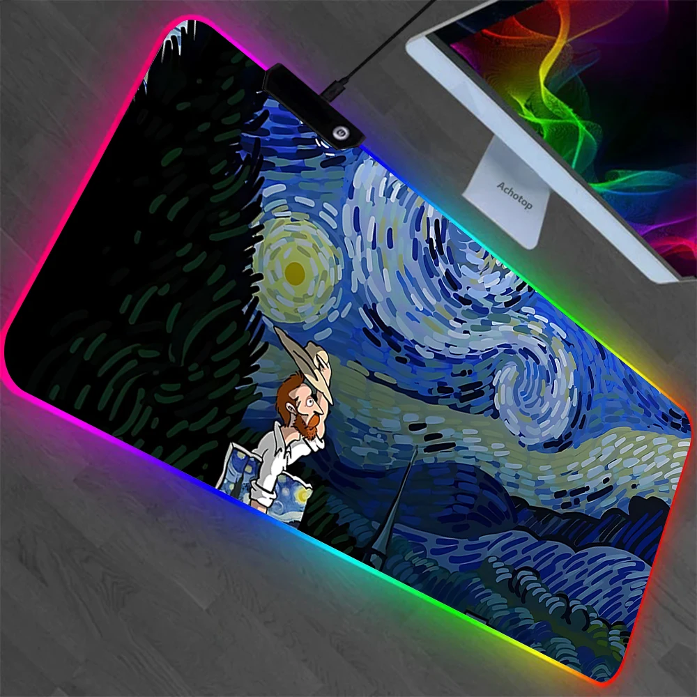 Коврик для мыши с изображениями Ван Гога RGB игровых ПК клавиатуры коврик