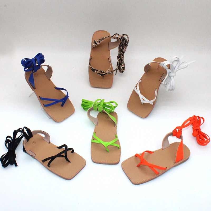 Enlarge summer soft leather gladiator tie up children kids little girl sandals shoes