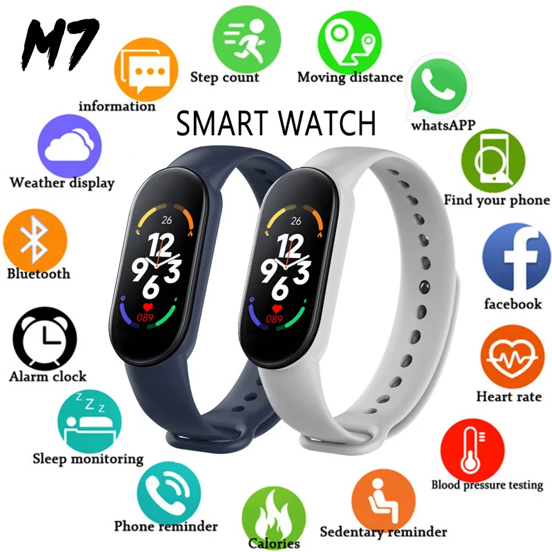 

2022 New M7 Smart Watch Men's Sports Fitness Pedometer Dynamic Dial Digital Watch Women's Heart Rate Gift For IOS Android Phone
