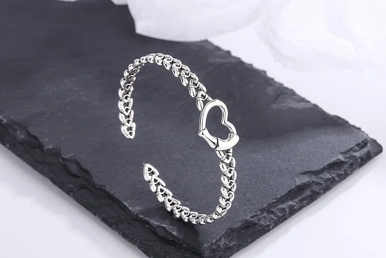 Simple Charm Lucky Cloud Love Heart Bracelet Open Bangle Fashion Jewelry For Women Open Cuff Wristband Wedding Jewelry Gift images - 6
