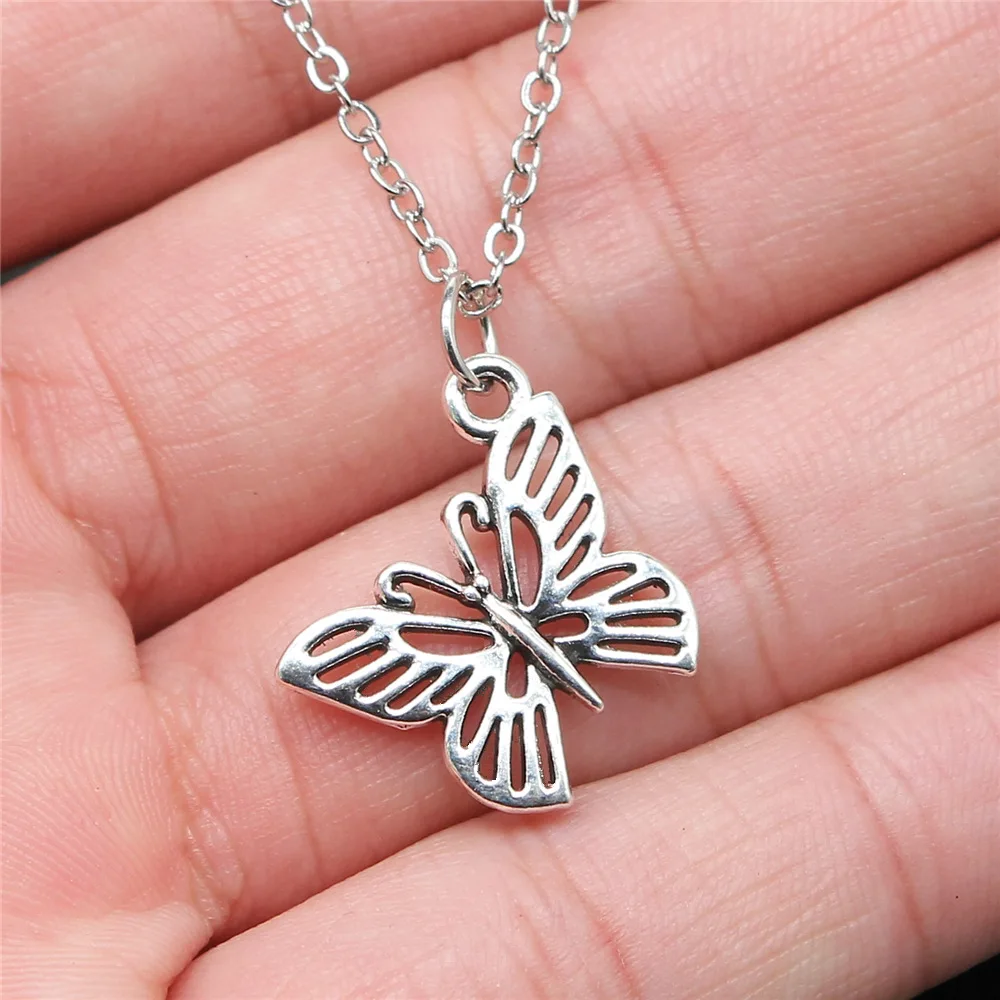 Прямая поставка ожерелья-бабочки в античном стиле серебряного цвета с