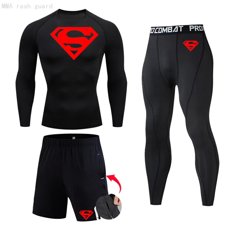 Track suit Gym Man Sports Compression underwear Tights Quick dry Workout Clothes Set Running shirts Summer Sweat Sportswear 4XL