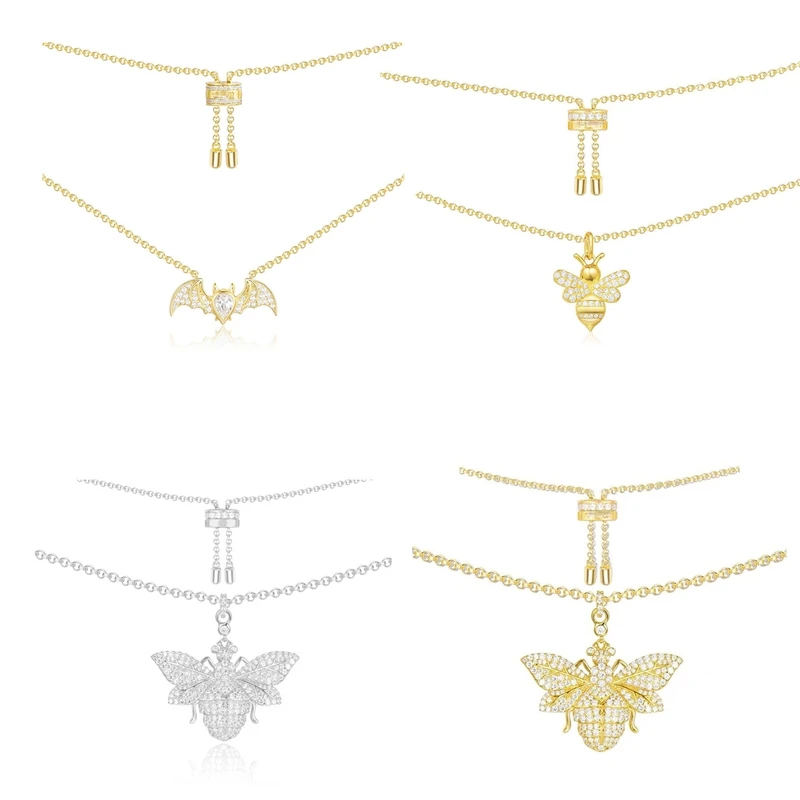 

LIDU высококачественное ожерелье из стерлингового серебра с Пчелой стильная элегантная цепочка для свитера для друзей подарок от производит...