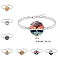 luxury glass gems tree of life bracelet for women vintage adjustable wishing tree design charm bracelet jewelry for lovers gift