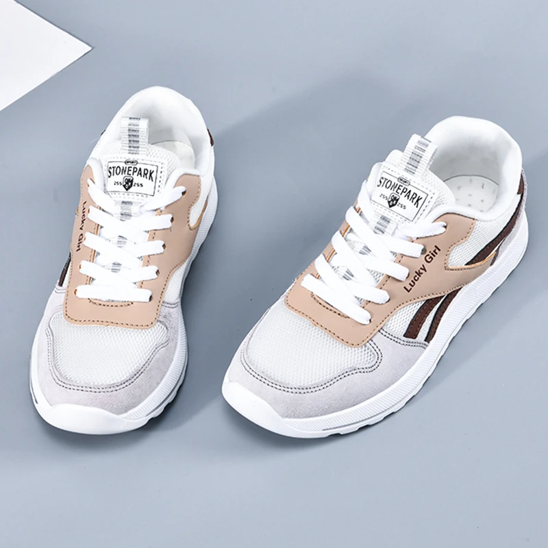 2022 Men Women Fashion Sneakers Smiley Mesh Platform Cushioning Running Shoes Color Matching Lace Up Round Toe Male Sport Shoes