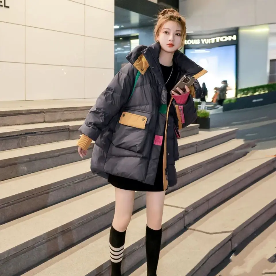 New Winter Women's Coats  Down Cotton Jacket Parka Long Sleeve Hooded Tops Superheat Jackets Korean Fashion Loose Oversize Brand