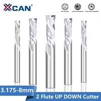 xcan compression milling cutter 3 175 12mm shank woodwork down cut two flutes spiral milling tool cnc router wood end mill