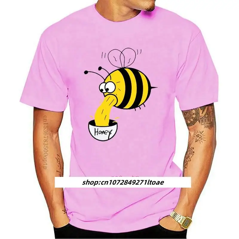 

2022 Hip Hop Style Summer Men Short Sleeve Bee Brewed Honey Print T Shirt Funny Bee Cartoon Yellow Art Tops Cool Boy t-shirt