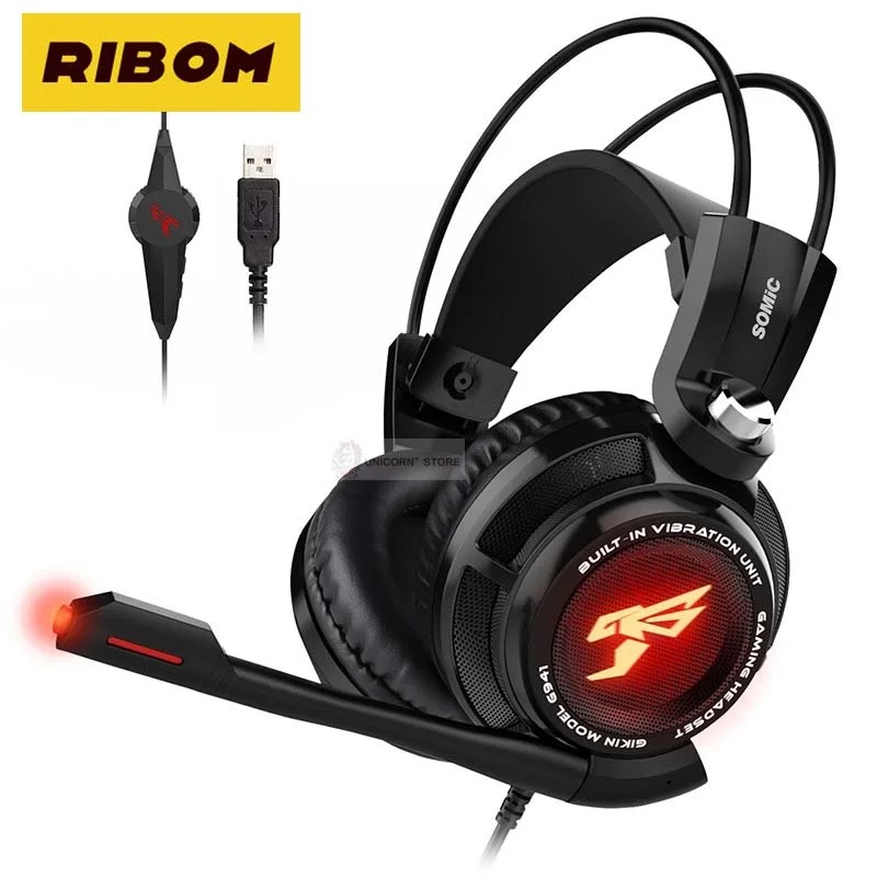 

Somic G941 Gaming Headset 7.1 Virtual Surround Sound Headphone with Microphone Stereo headphones vibrate for PC computer Laptop