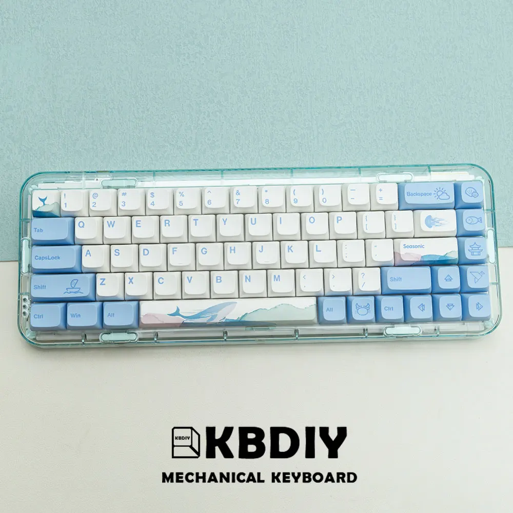 

KBDiy 136 Keys Custom Keycap XDA Profile Haiyun PBT Keycaps for Mechanical Gaming Keyboard Blue MX Switch DYE-SUB for GMK67 K500