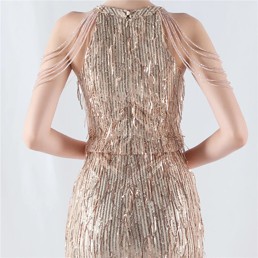Женское платье с пайетками и бисером короткое для выпускного вечера вечернее
