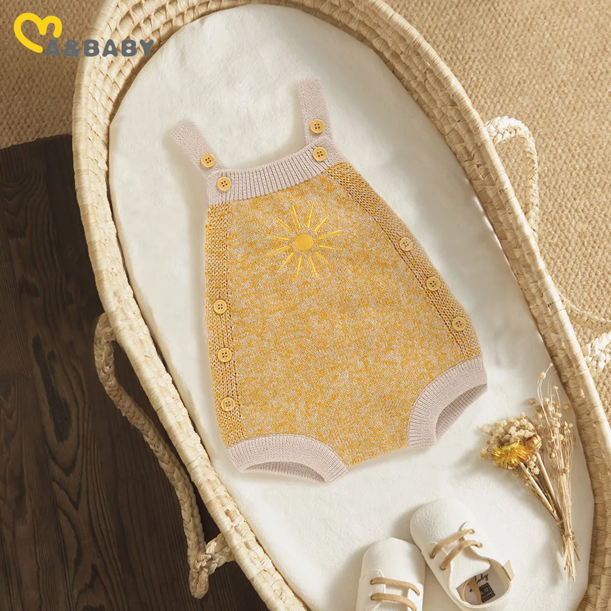 

Ma&Baby 0-18M Infant Newborn Baby Boy Girl Knit Romper Sun Embroidery Jumpsuit Overall Spring Autumn Soft Sleeveless Clothes D10