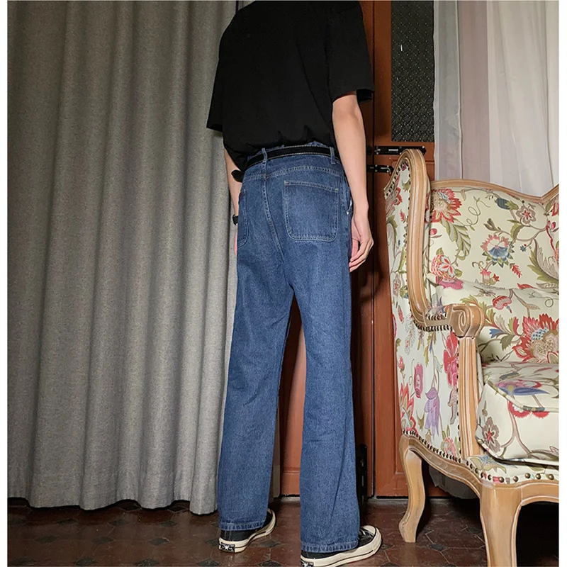 Streetwear Men 2022 New Vintage Recreational Comfortable Navy Blue Jeans Loose Temperament Versatile Trousers Autumn Female Y2k