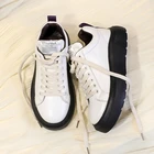 Кроссовки женские на шнуровке, небольшие белые, Повседневная Уличная обувь на платформе, модные сникерсы в стиле Харадзюку, Размеры 35-40