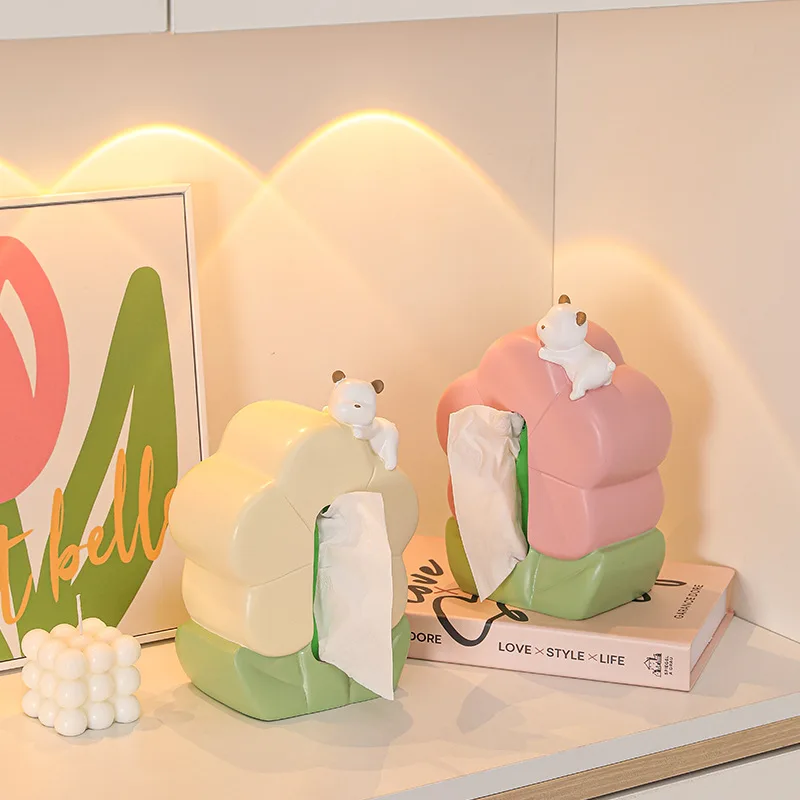 

Ins Flower Bear Tissue Box Pumping Paper Box Living Room Dining Desktop Home Decorations Organizer Ornament Craft Tissue Holder