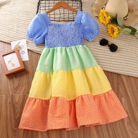 girls dress 2022 new summer short sleeve rainbow princess dress childrens clothing wholesale kids dresses for girls